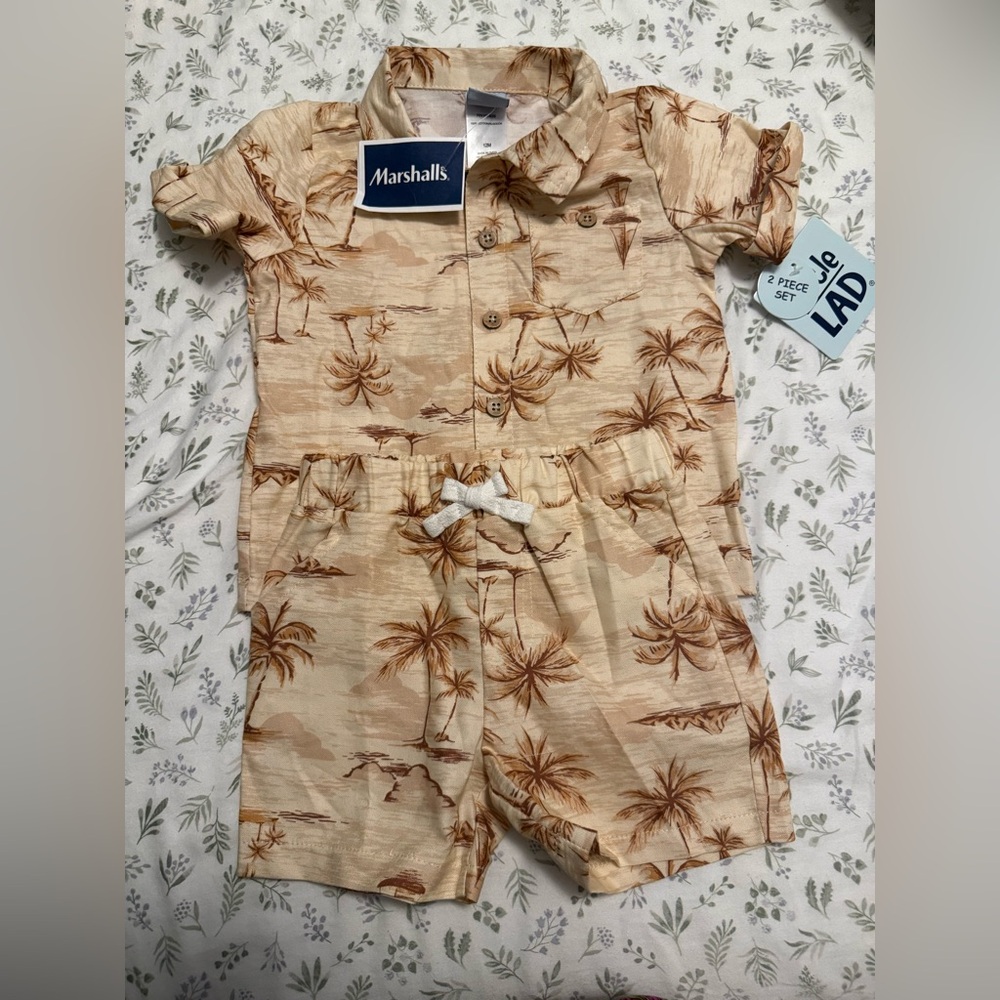 Marshalls Kids Palm Tree Print Shorts - Beige